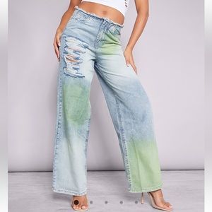 Denim green tint wash jeans (size 8)